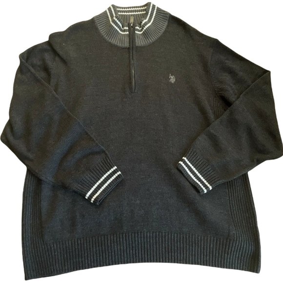 🔧Men’s Big Tall Sweater Size 2X U.S.POLO ASSN Mock Neck 1/4 Zip Dark - Picture 4 of 12
